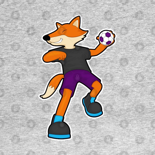 Fox at Handball player with Handball by Markus Schnabel